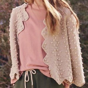 THE GREAT. The Zig Zag Bobble Pom Pom Popcorn Cardigan